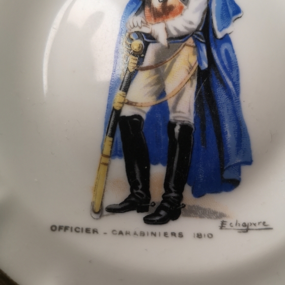 3 for$15 Vintage 4.5" Miniature Porcelain Limoges Plate France Officier Carabi - Picture 4 of 8